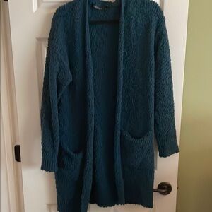 Teal blue Long Open Front Cardigan Sweater